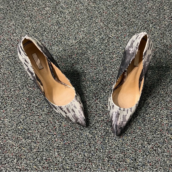 SCHUTZ Grey Black White Metallic Leather Snakeskin Print Pumps Stiletto Heel 6.5 - Picture 11 of 16